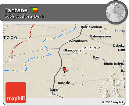 Shaded Relief Panoramic Map of Tantané