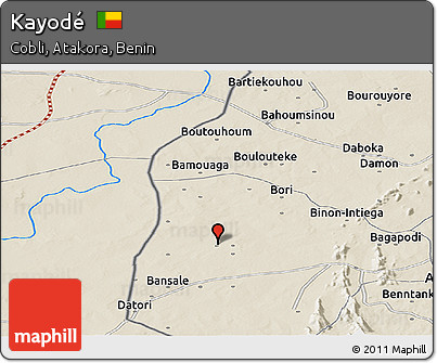Shaded Relief Panoramic Map of Kayodé