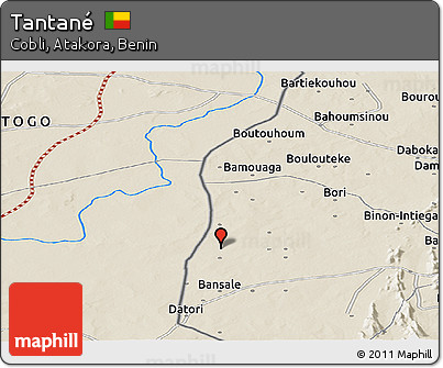 Shaded Relief Panoramic Map of Tantané