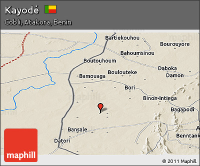 Shaded Relief Panoramic Map of Kayodé