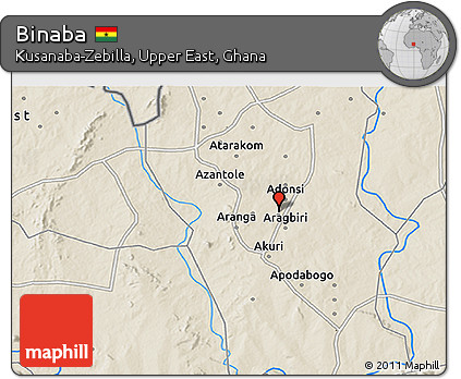 Shaded Relief 3D Map of Binaba