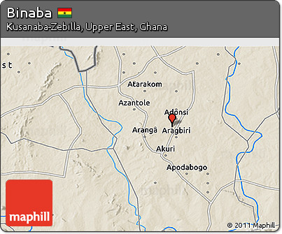 Shaded Relief 3D Map of Binaba
