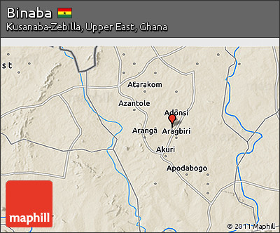 Shaded Relief 3D Map of Binaba