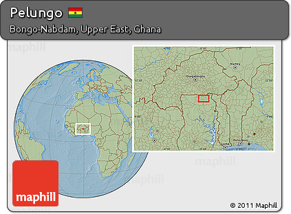 Savanna Style Location Map of Pelungo, hill shading