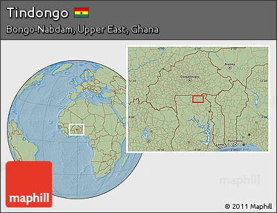 Savanna Style Location Map of Tindongo, hill shading