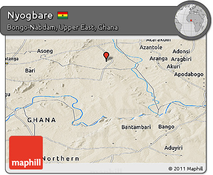 Shaded Relief Panoramic Map of Nyogbare