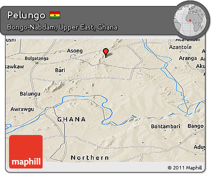 Shaded Relief Panoramic Map of Pelungo