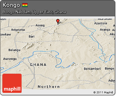 Shaded Relief Panoramic Map of Kongo