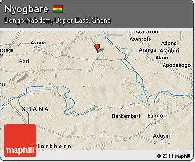 Shaded Relief Panoramic Map of Nyogbare