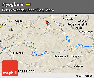 Shaded Relief Panoramic Map of Nyogbare