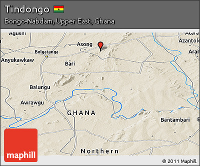 Shaded Relief Panoramic Map of Tindongo