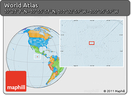 Political Location Map of the Area around 10° 38' 32" N, 101° 4' 29" W