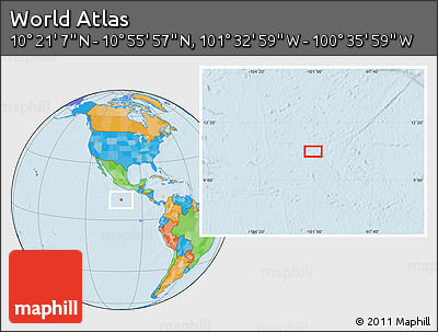 Political Location Map of the Area around 10° 38' 32" N, 101° 4' 29" W