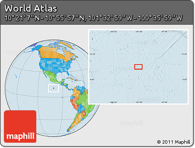 Political Location Map of the Area around 10° 38' 32" N, 101° 4' 29" W