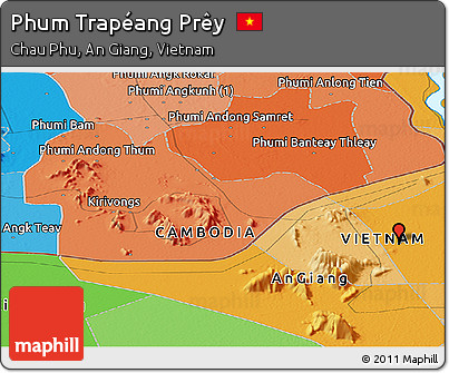 Political Panoramic Map of Phum Trapéang Prêy