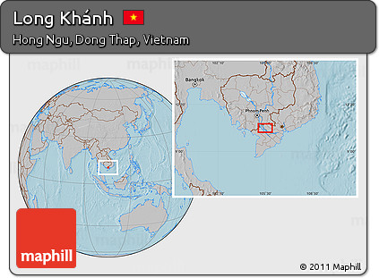 Gray Location Map of Long Khánh, hill shading