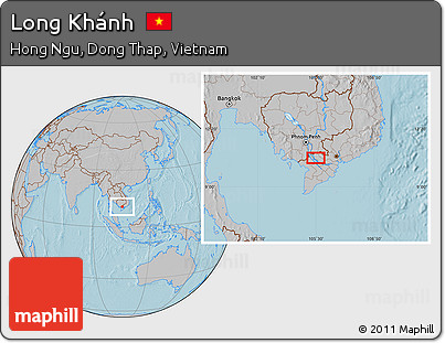 Gray Location Map of Long Khánh, hill shading