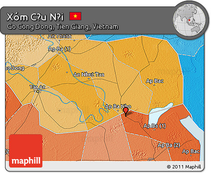 Political 3D Map of Xóm Cầu Nội
