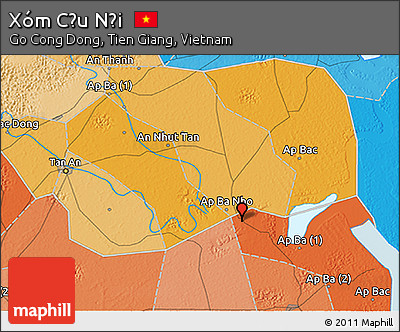 Political 3D Map of Xóm Cầu Nội