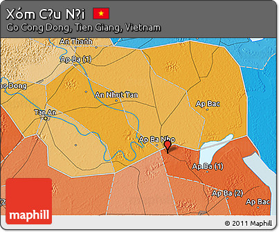 Political 3D Map of Xóm Cầu Nội