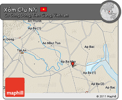 Shaded Relief 3D Map of Xóm Cầu Nội