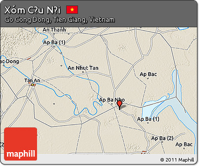 Shaded Relief 3D Map of Xóm Cầu Nội
