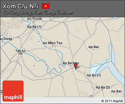 Shaded Relief 3D Map of Xóm Cầu Nội