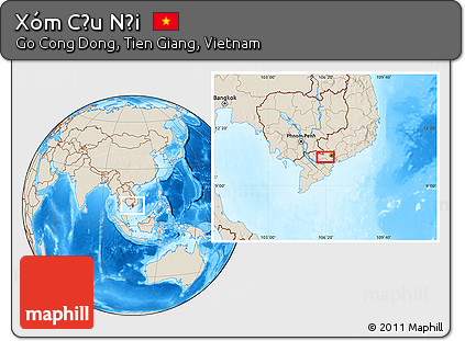Shaded Relief Location Map of Xóm Cầu Nội