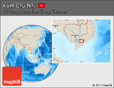 Shaded Relief Location Map of Xóm Cầu Nội