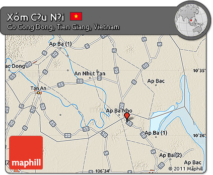 Shaded Relief Map of Xóm Cầu Nội