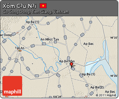 Shaded Relief Map of Xóm Cầu Nội