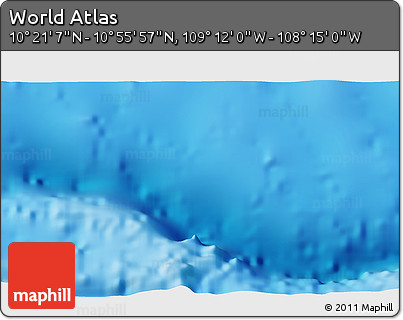 Shaded Relief 3D Map of the Area around 10° 38' 32" N, 108° 43' 29" W