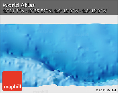 Shaded Relief 3D Map of the Area around 10° 38' 32" N, 108° 43' 29" W