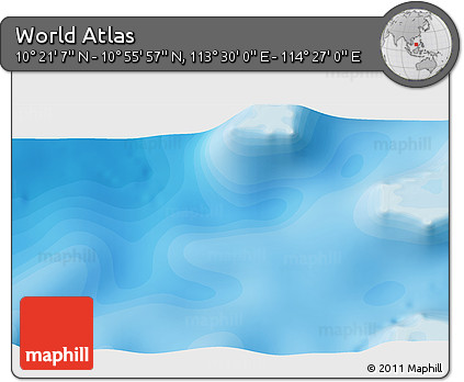 Political 3D Map of the Area around 10° 38' 32" N, 113° 58' 29" E