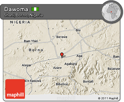 Shaded Relief 3D Map of Dawoma