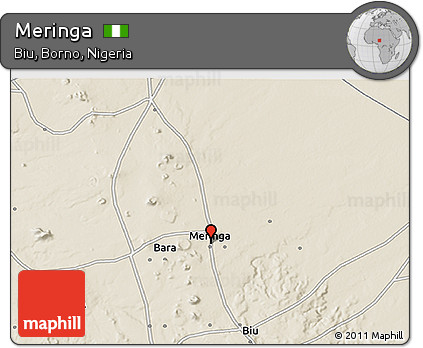 Shaded Relief 3D Map of Meringa