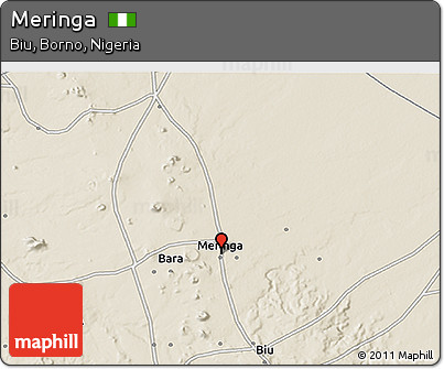 Shaded Relief 3D Map of Meringa