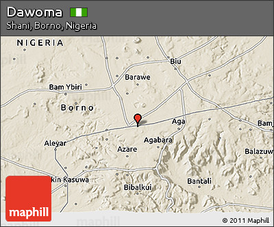 Shaded Relief 3D Map of Dawoma