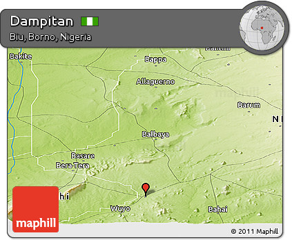 Physical Panoramic Map of Dampitan