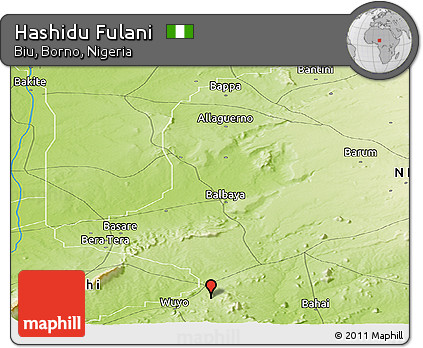 Physical Panoramic Map of Hashidu Fulani