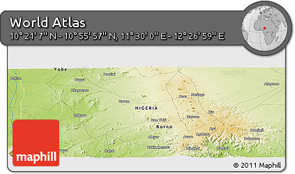 Physical Panoramic Map of the Area around 10° 38' 32" N, 11° 58' 29" E
