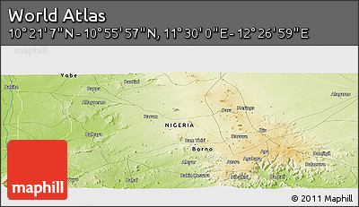 Physical Panoramic Map of the Area around 10° 38' 32" N, 11° 58' 29" E