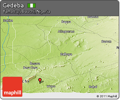 Physical Panoramic Map of Gedeba