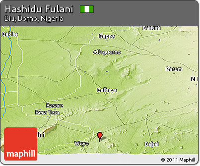 Physical Panoramic Map of Hashidu Fulani