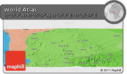 Political Panoramic Map of the Area around 10° 38' 32" N, 11° 58' 29" E