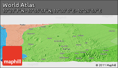 Political Panoramic Map of the Area around 10° 38' 32" N, 11° 58' 29" E