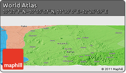 Political Panoramic Map of the Area around 10° 38' 32" N, 11° 58' 29" E