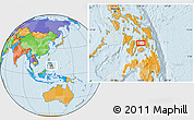 Political Location Map of the area around 10° 38' 32" N, 124° 10' 30" E