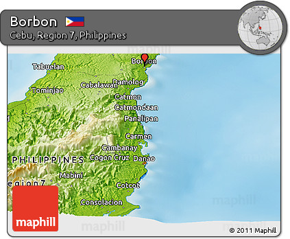 Physical Panoramic Map of Borbon