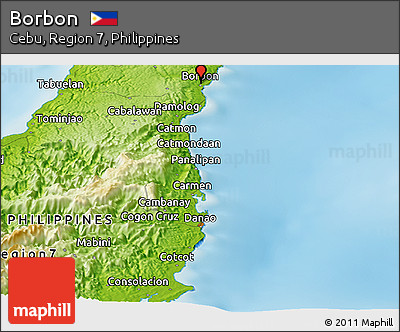 Physical Panoramic Map of Borbon
